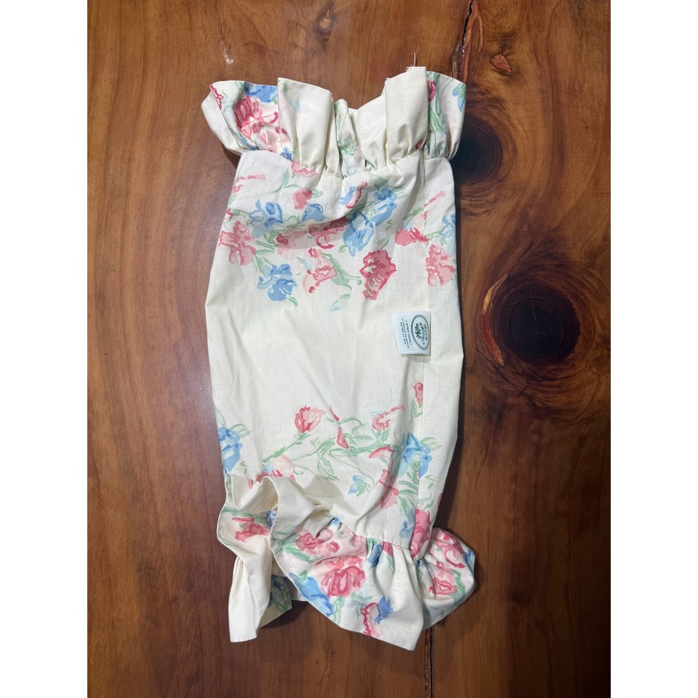 Vintage Laura Ashley Handmade Grocery Bag holder Floral Cotton Tie NN6